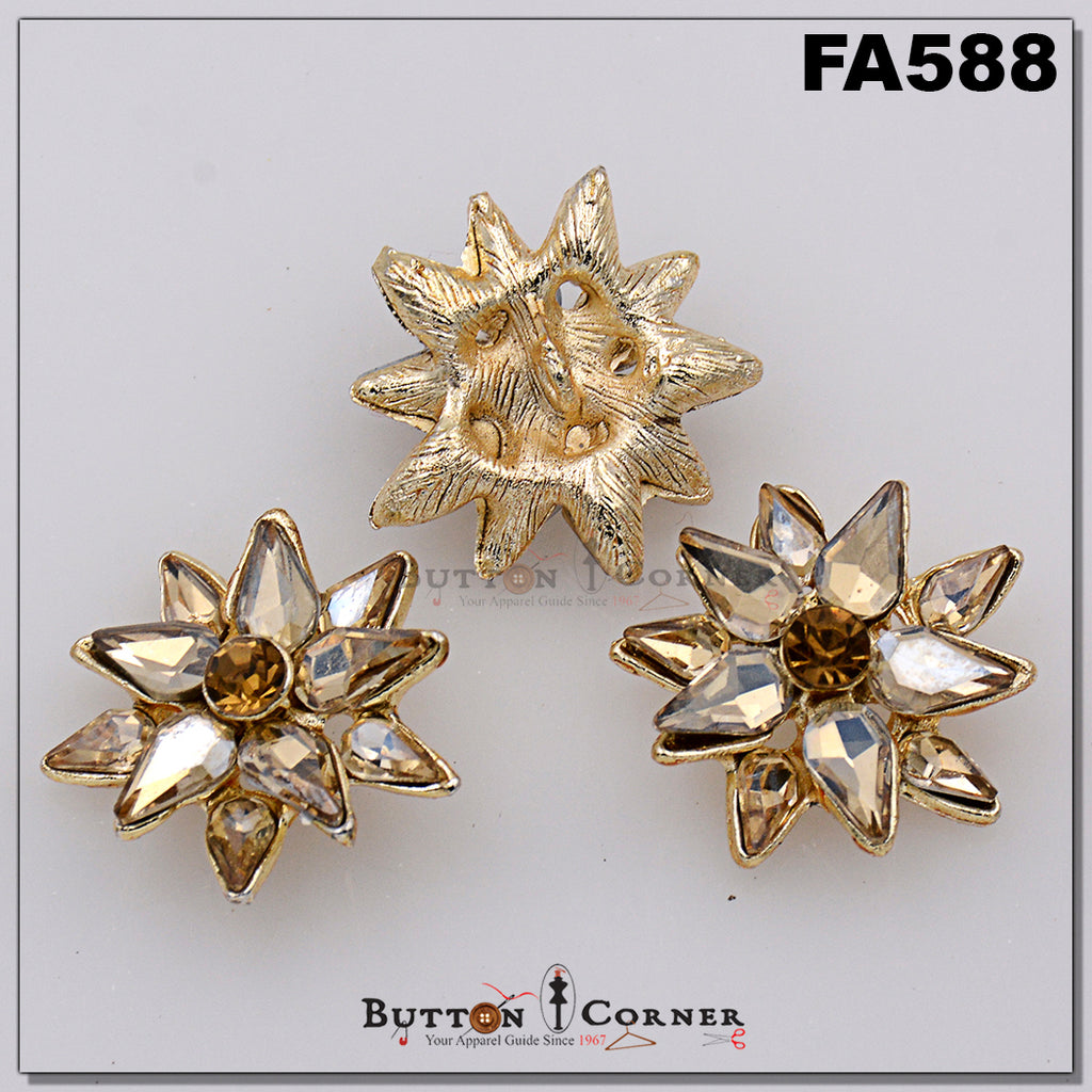 Flower Style Crystal Stone Fancy Button