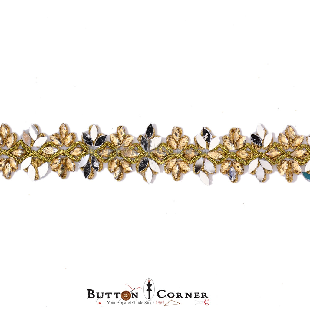 Fancy Gota Lace With Mirror & Stone