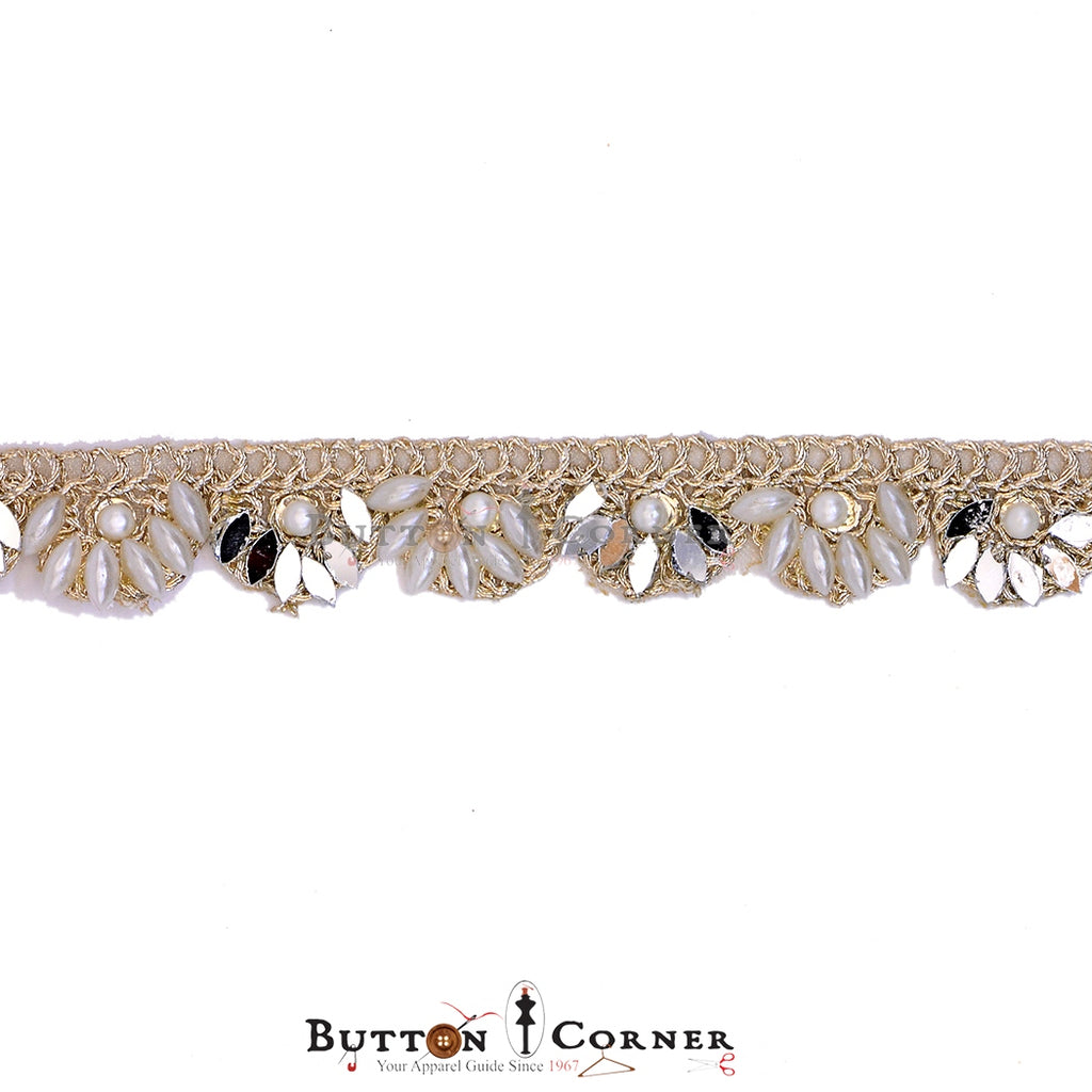 Fancy Drop Shape Pearl & Mirror Lace