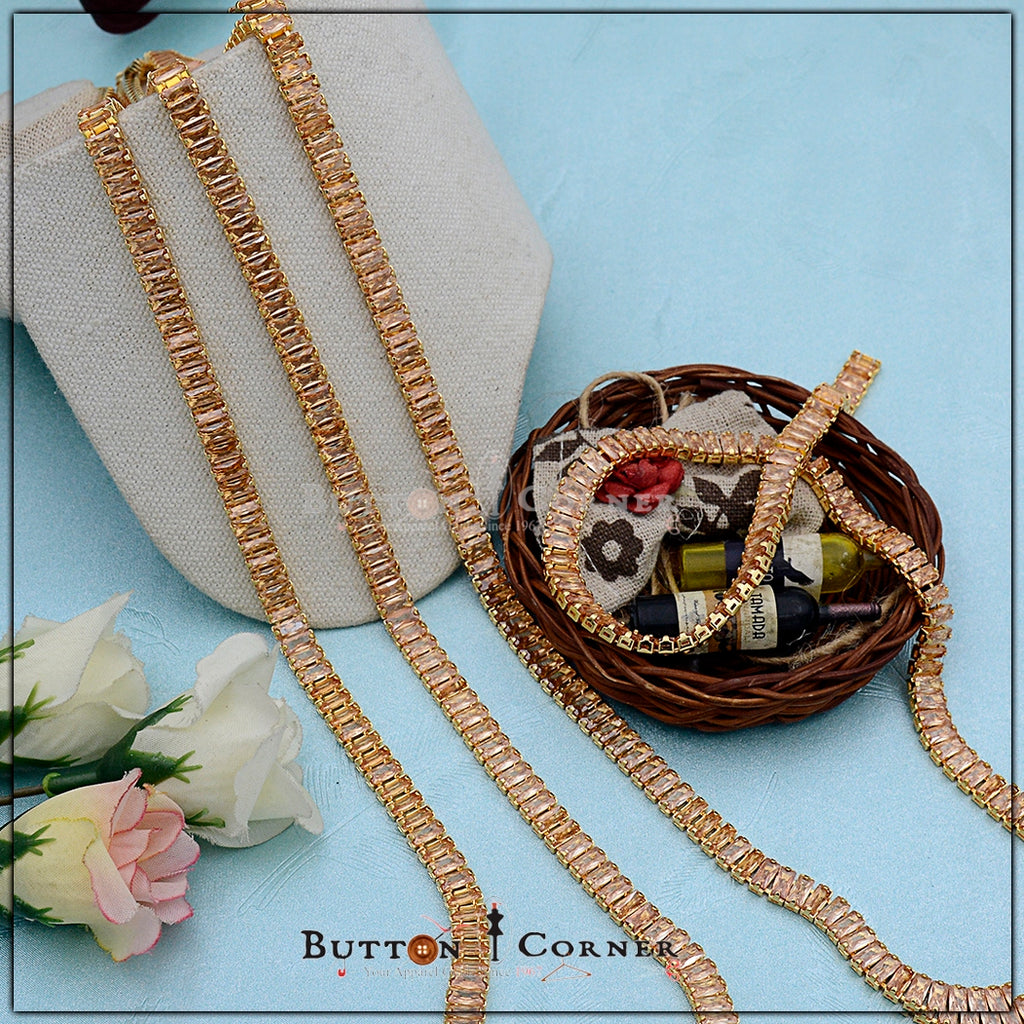 Crystal Tube Metal Chain Lace 3x6mm