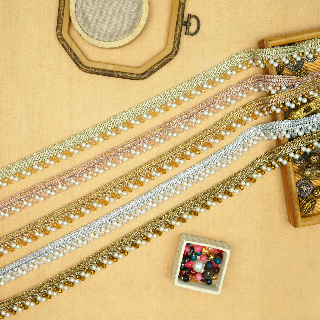 Pearl & Crystal Fancy Gota Lace