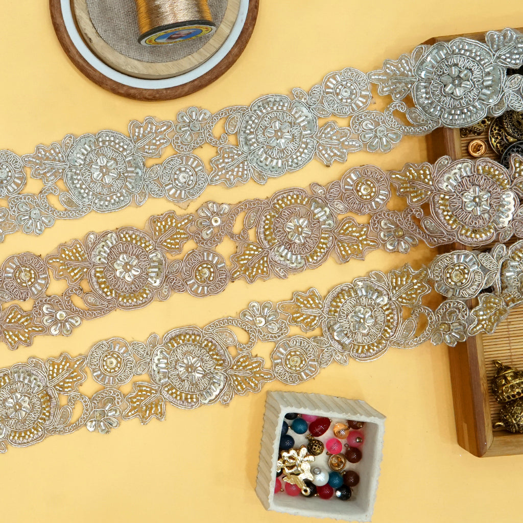 Fancy Glass Beads Sequence Lace