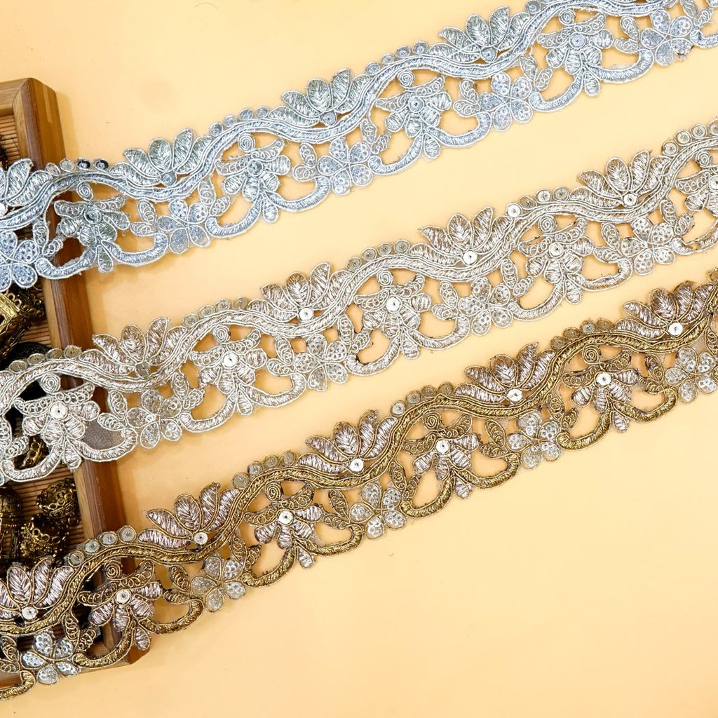 Fancy Metallic Yarn Sequence Lace