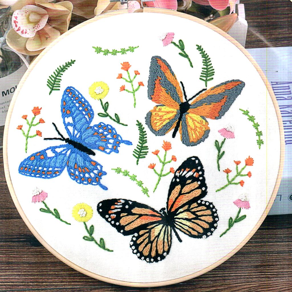 Colorful Butterflies Flying Embroidery Kit