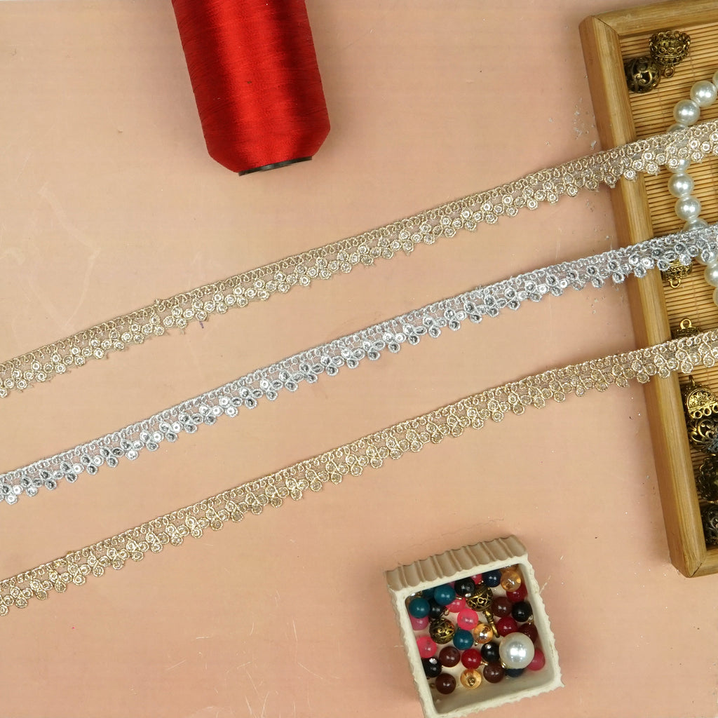 Fancy Metallic Yarn Sequence Lace