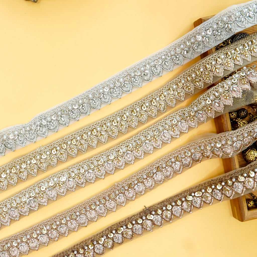 Fancy Glass Beads Sequence Lace