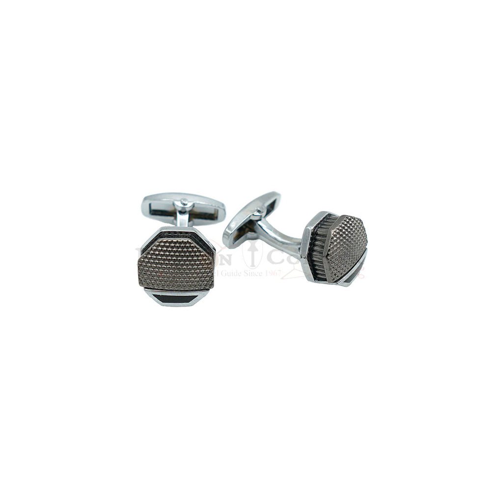 Silver Plated Dotted Design Octagon Cufflink