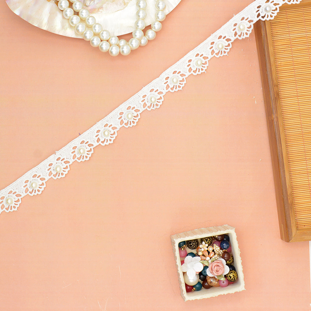 One Side Border Lace With Pearl