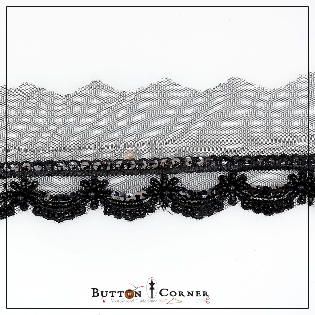 Fancy Glass Beads Sequence Lace
