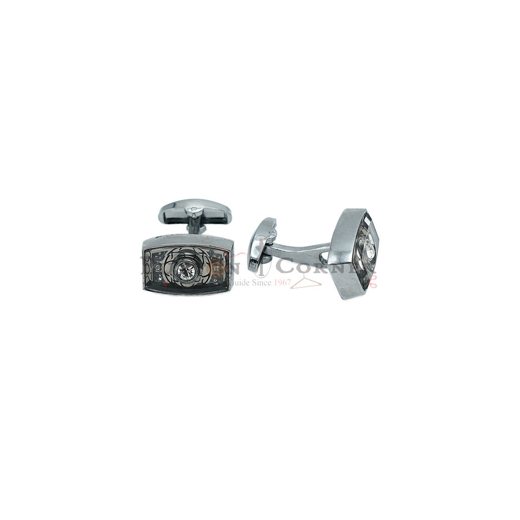 Silver Plated Gemstone Rectangular Cufflink