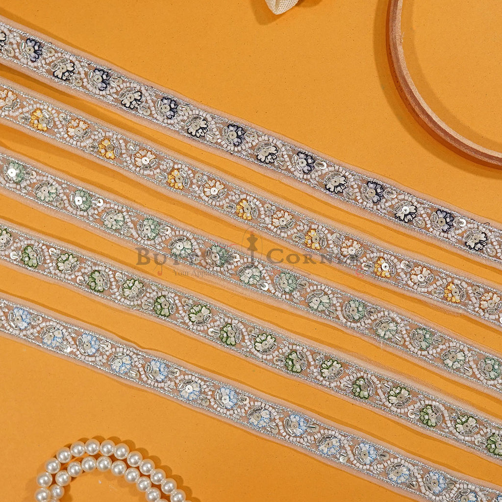 Fancy Glass Beads Sequence Lace