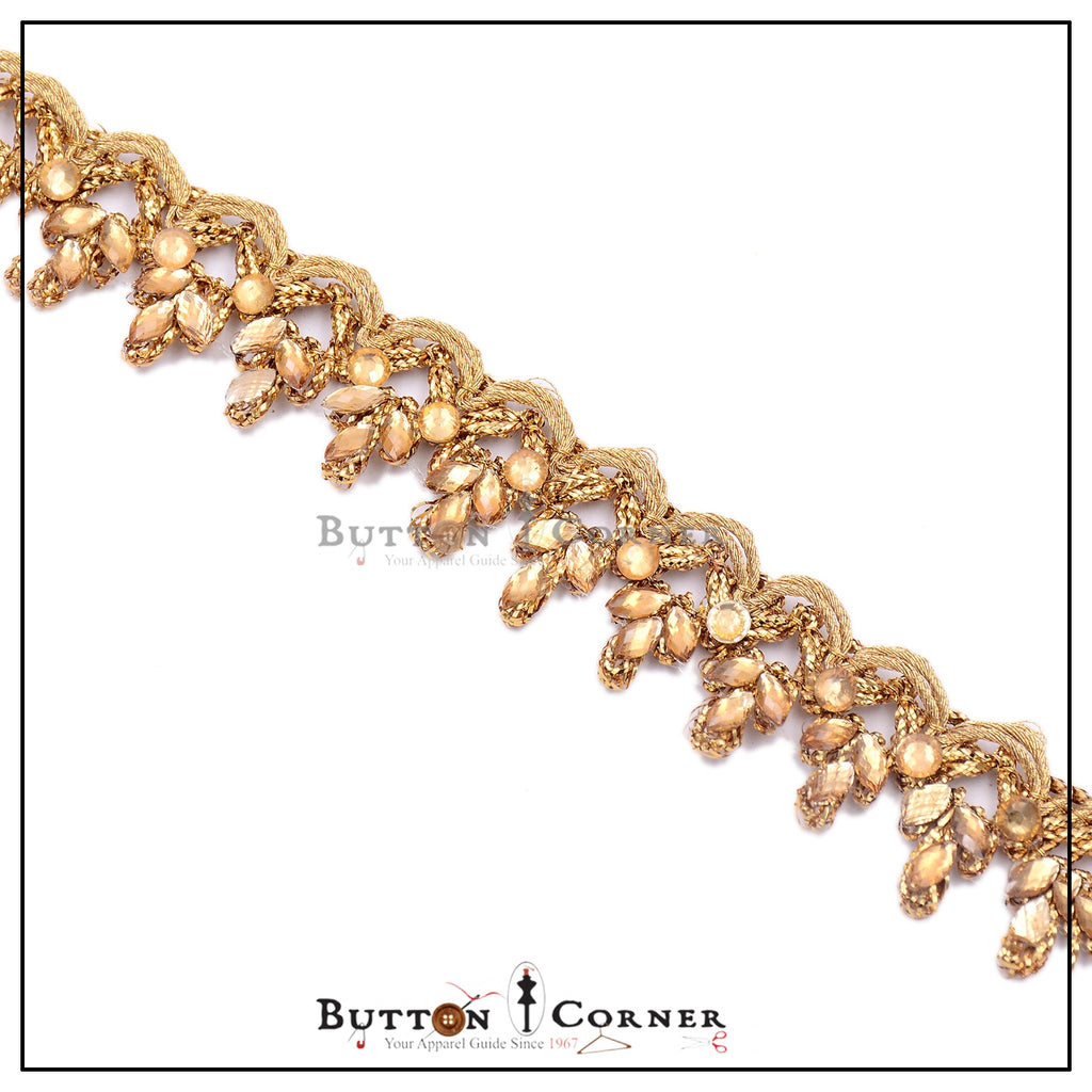 Fancy Metallic Yarn Kundan Lace