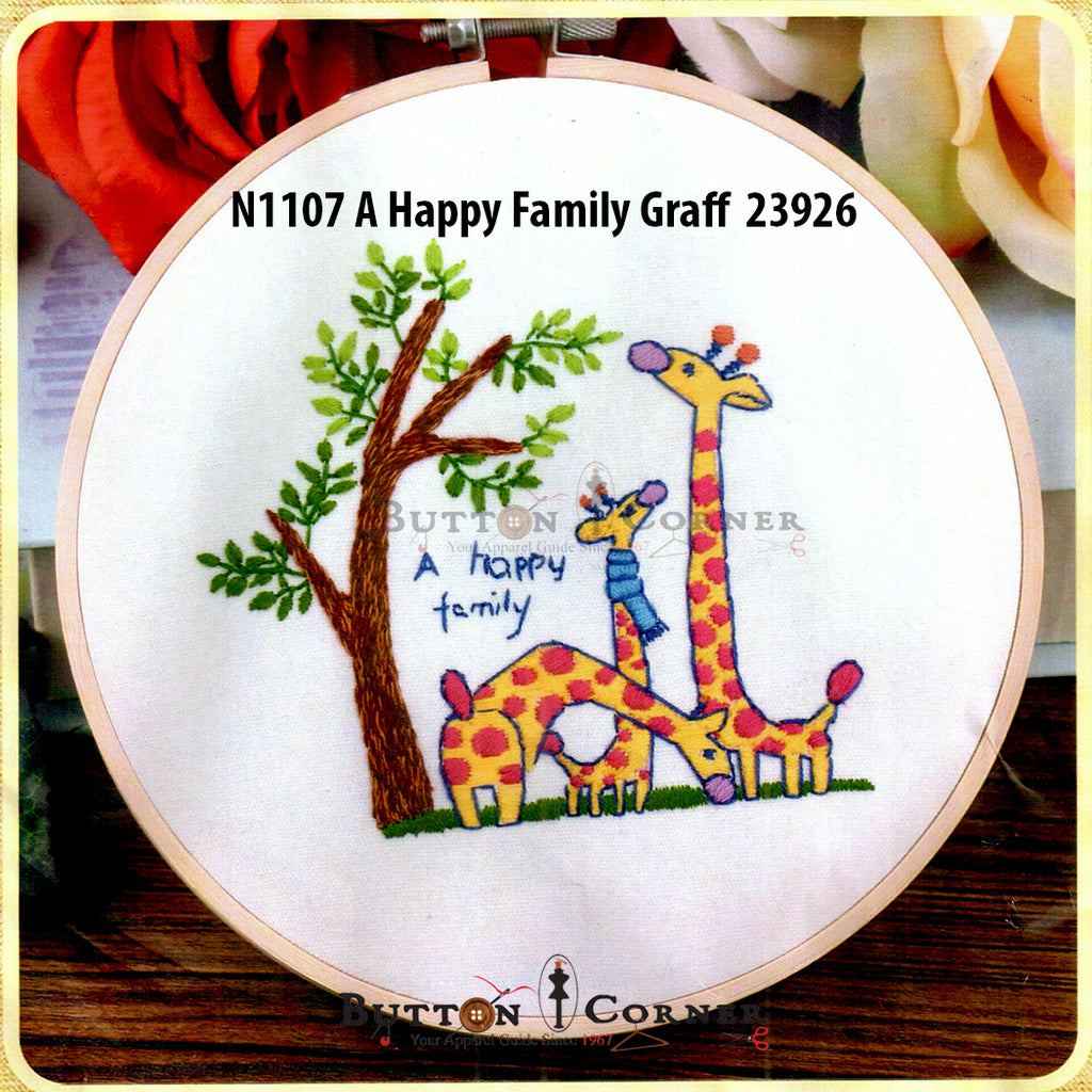 Happy Family Giraffe Embroidery Kit