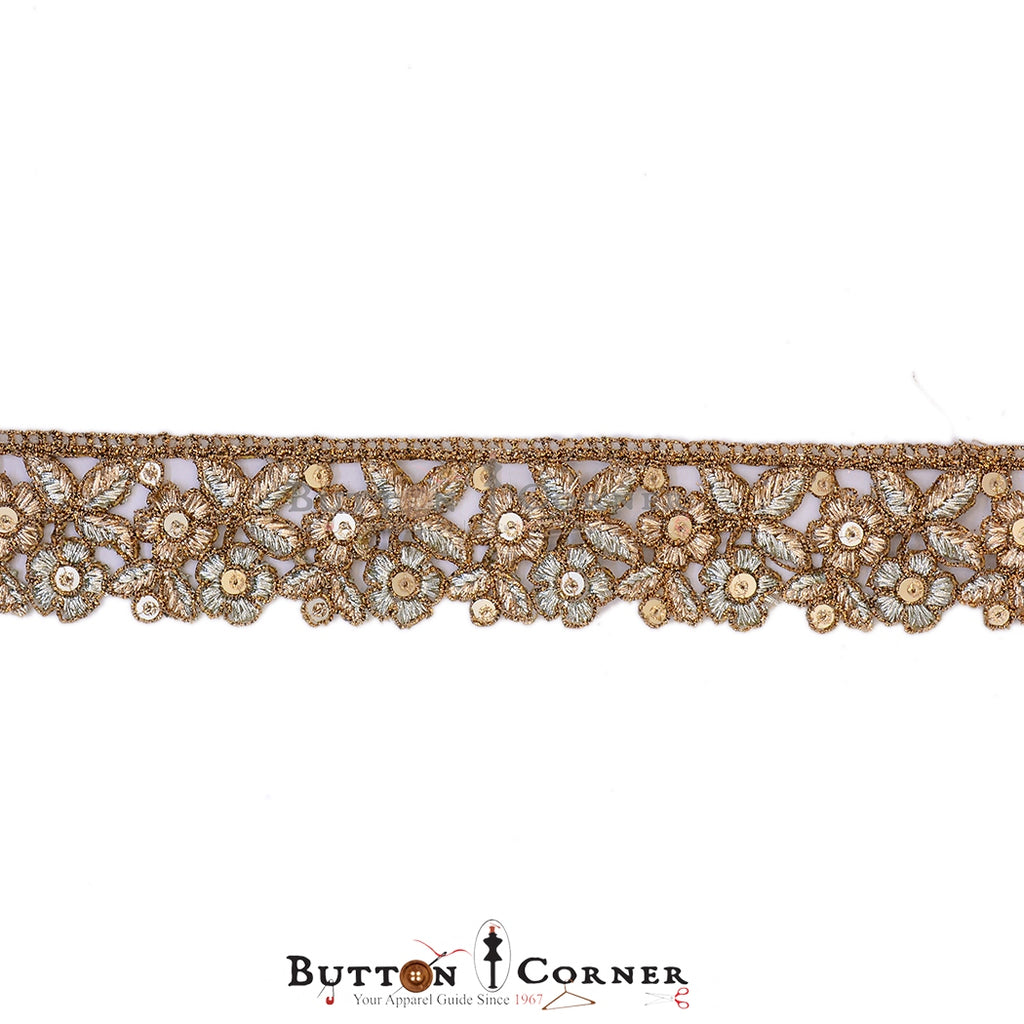 Fancy Sequence Metallic Yarn Lace