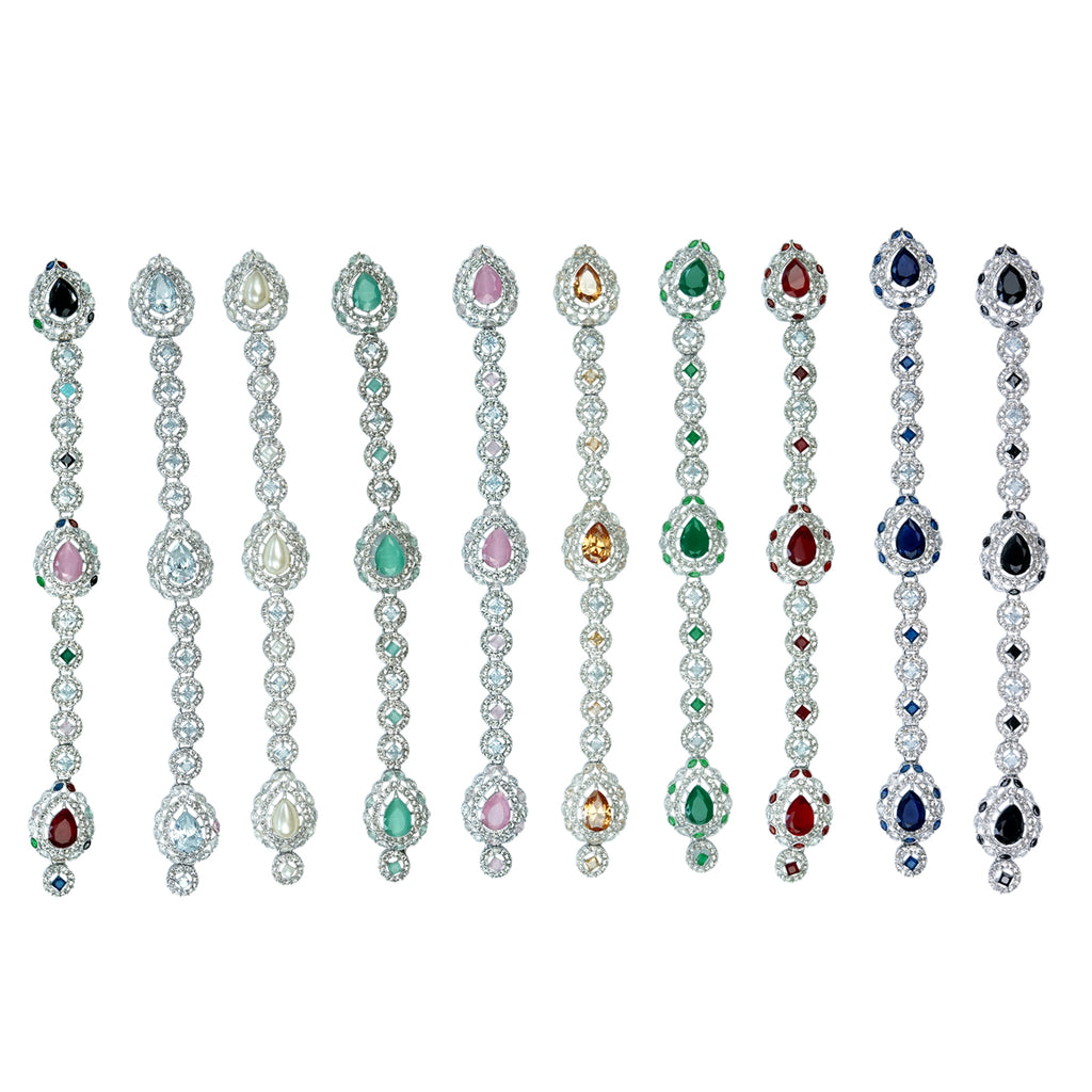 Silver Base Fancy Kundan Button Patti