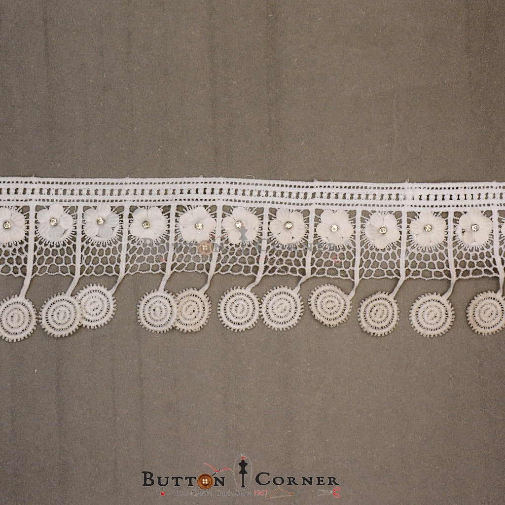 One Side Border Stone Shuttle Lace