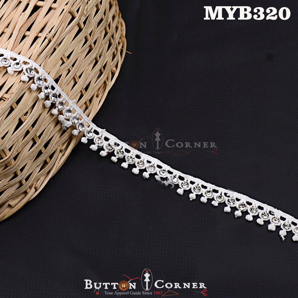 One Side Border Stone Shuttle Lace