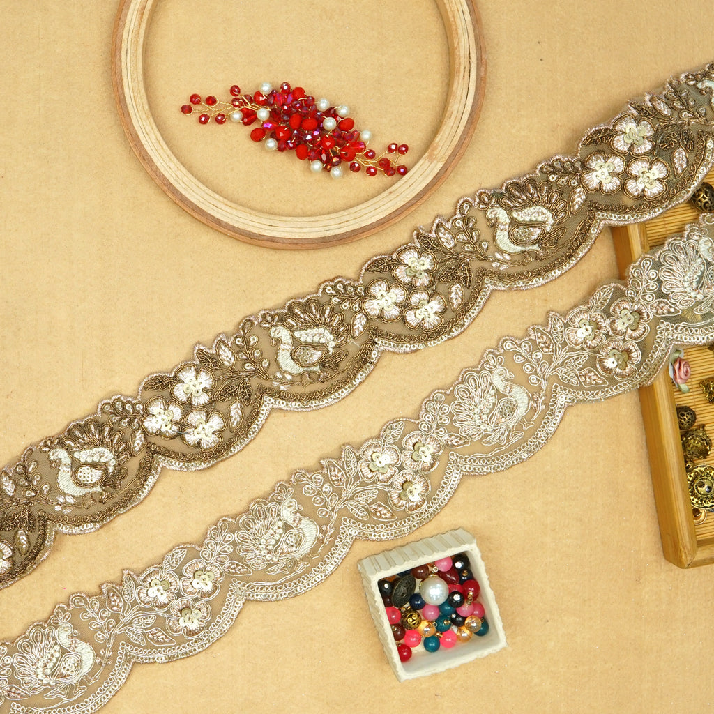 Fancy Metallic Yarn Sequence Lace