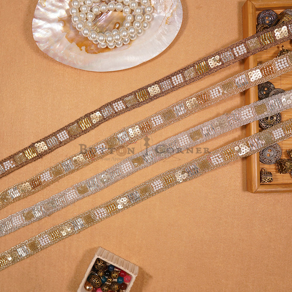Fancy Glass Beads Sequence Lace