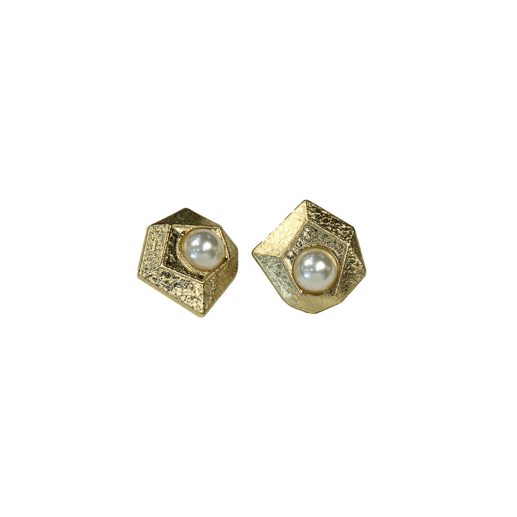 Irregular Hexagon Center Pearl Shank Button