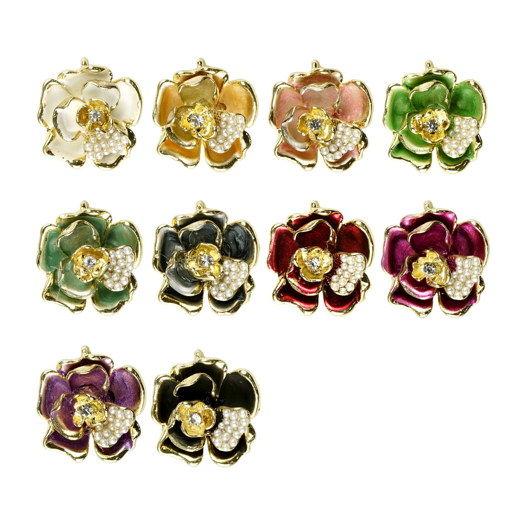 Elegant Rhinestone French Flower Button