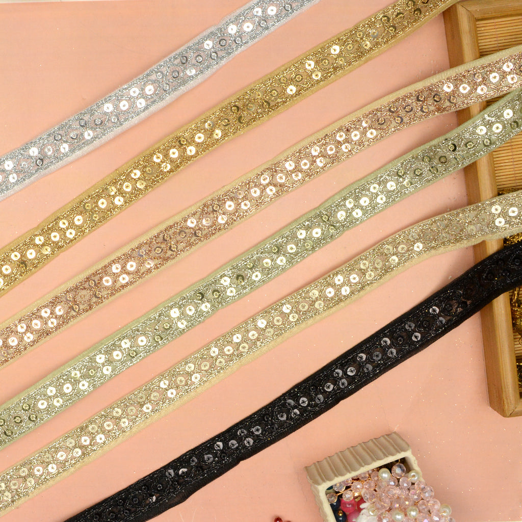 Fancy Metallic Yarn Sequence Lace
