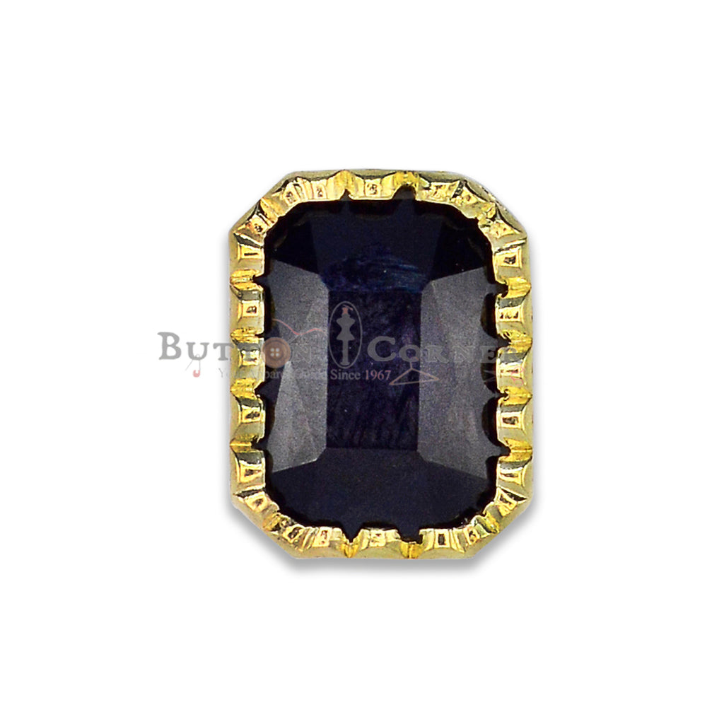 Rectangle Shape Crystal Metal Button