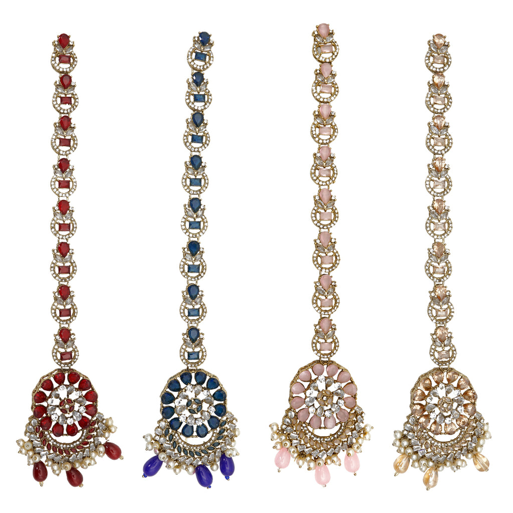 Gold Base Fancy Kundan Button Patti