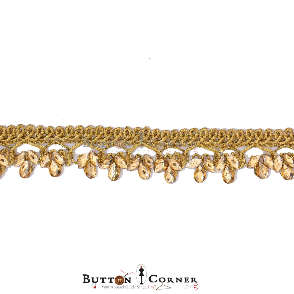 Fancy Metallic Yarn Lace With Stones