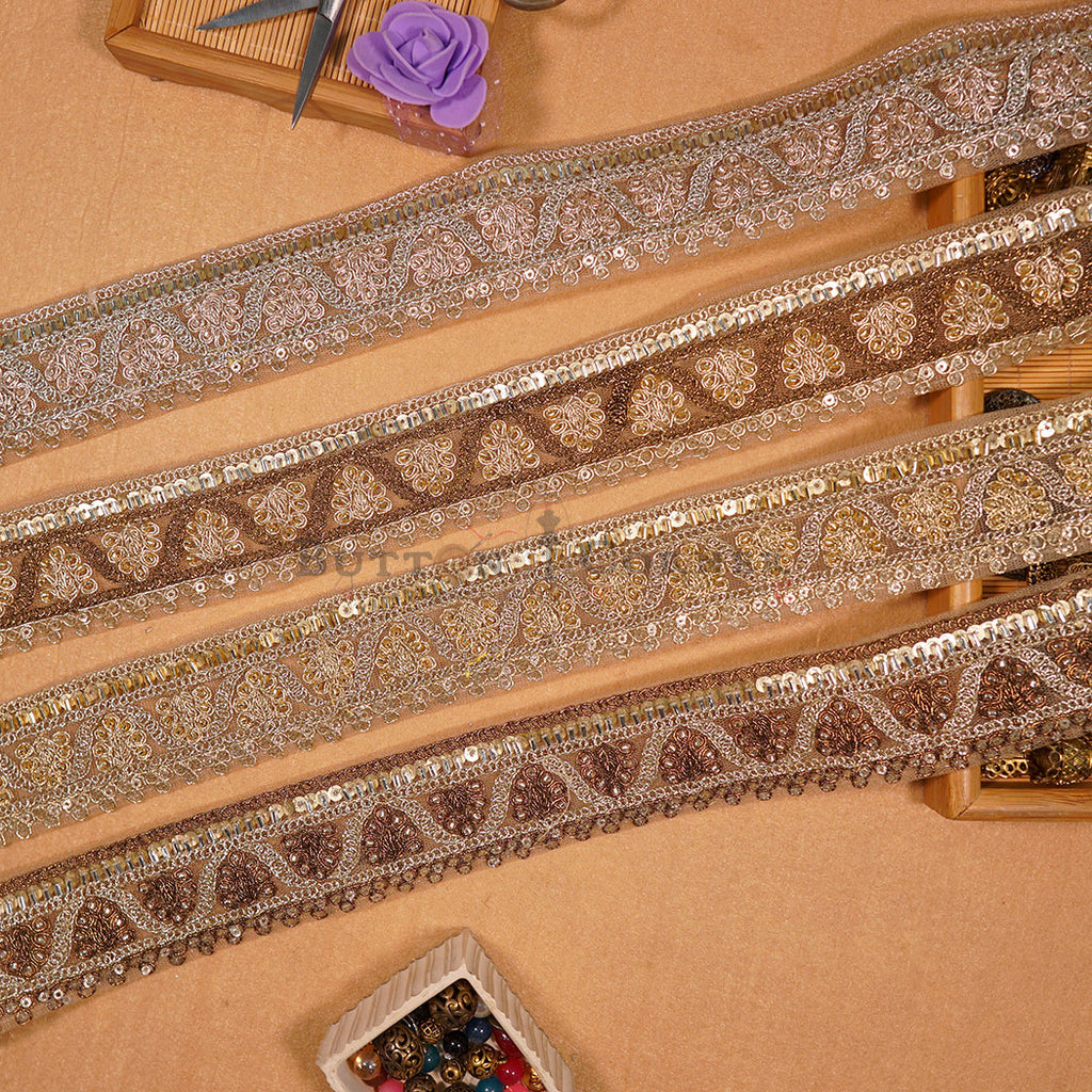 Fancy Glass Beads Sequence Lace
