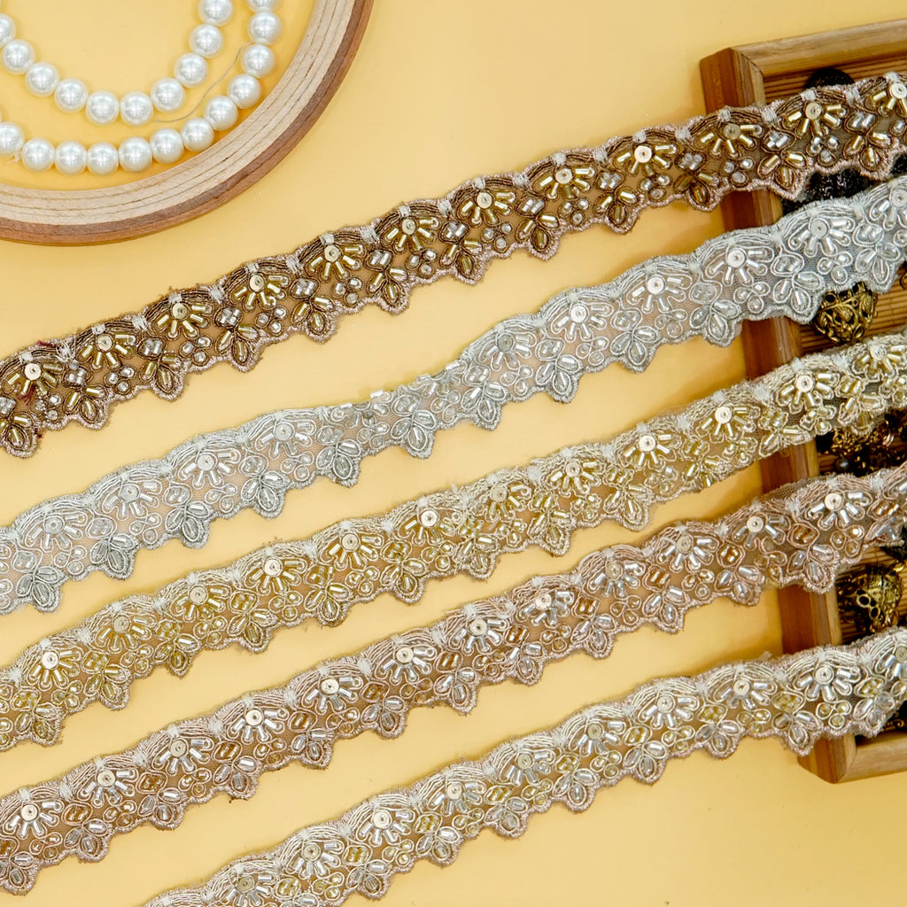 Fancy Glass Beads Sequence Lace