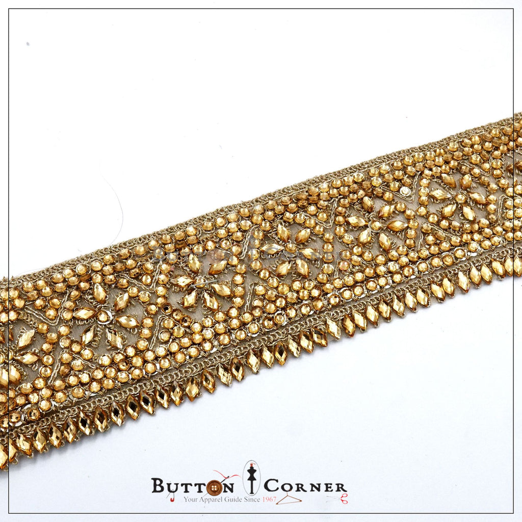 Fancy Metallic Yarn Kundan Lace