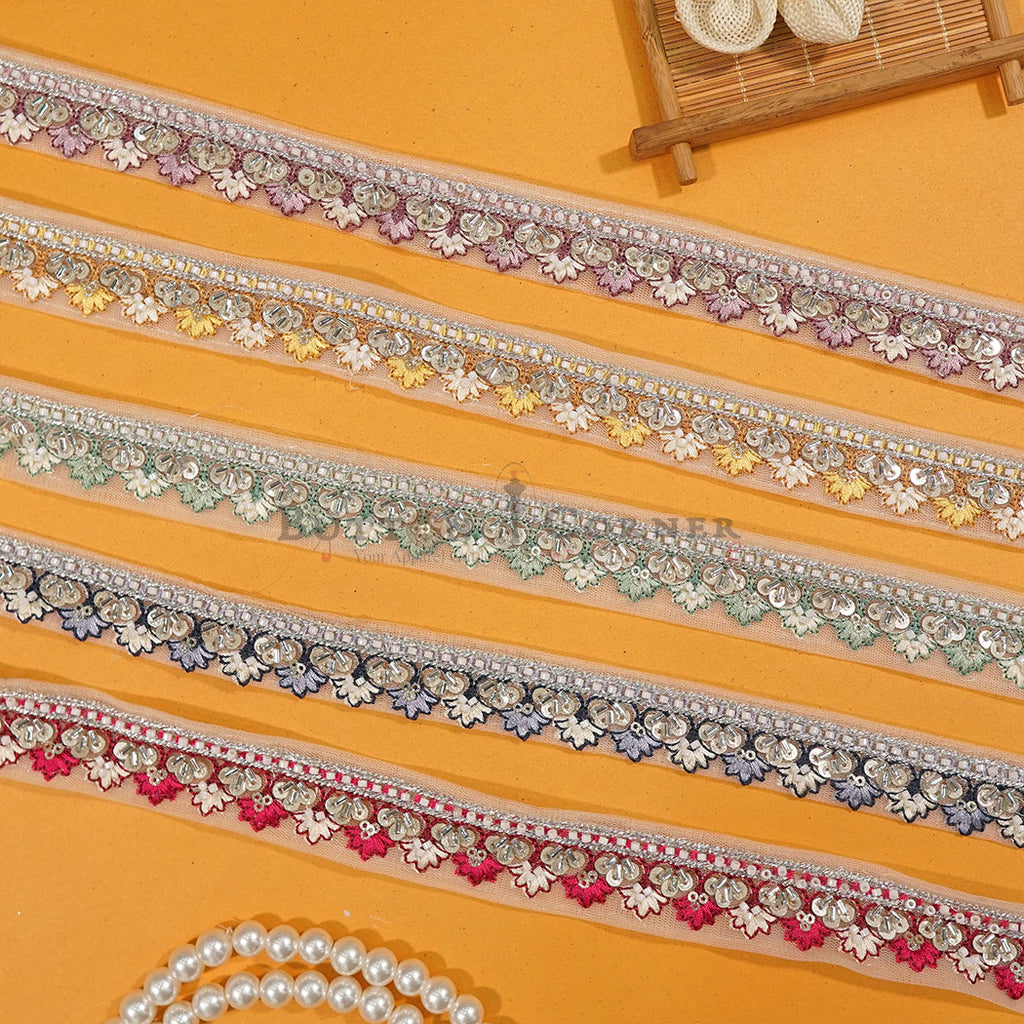 Fancy Glass Beads Sequence Lace