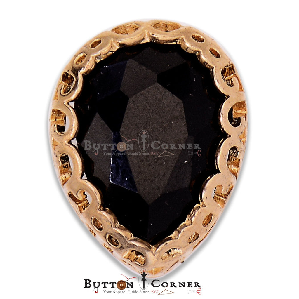 Drop Shape Crystal Metal Button
