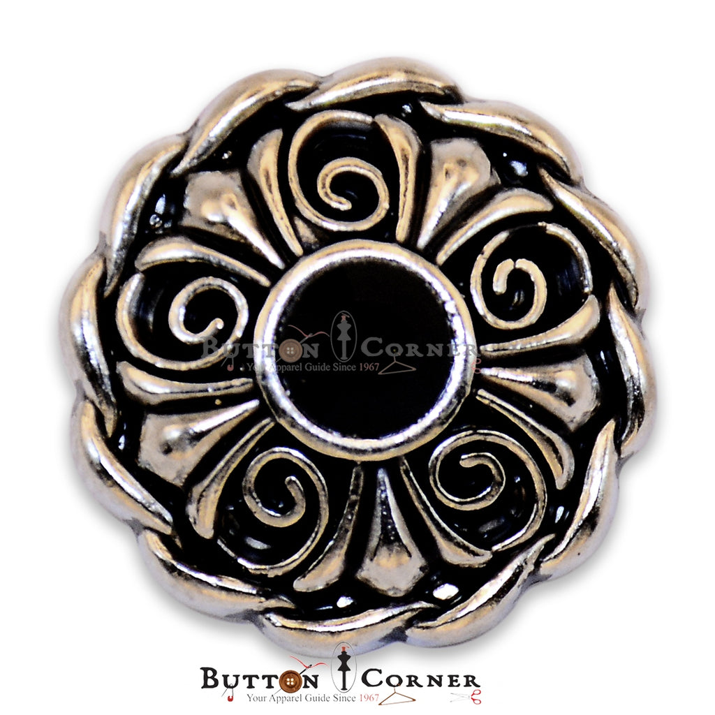 Border Design Center Stone Metal Button – Button Corner