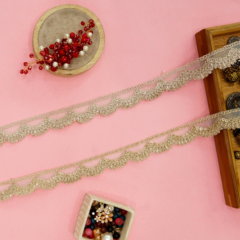 Fancy Metallic Yarn Sequence Lace
