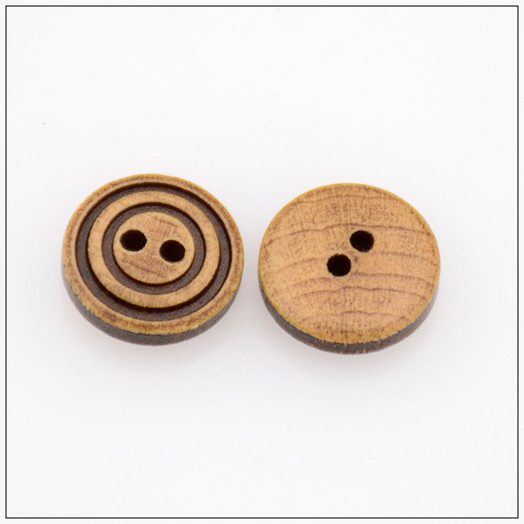 Round Line 2 Hole Wooden Button