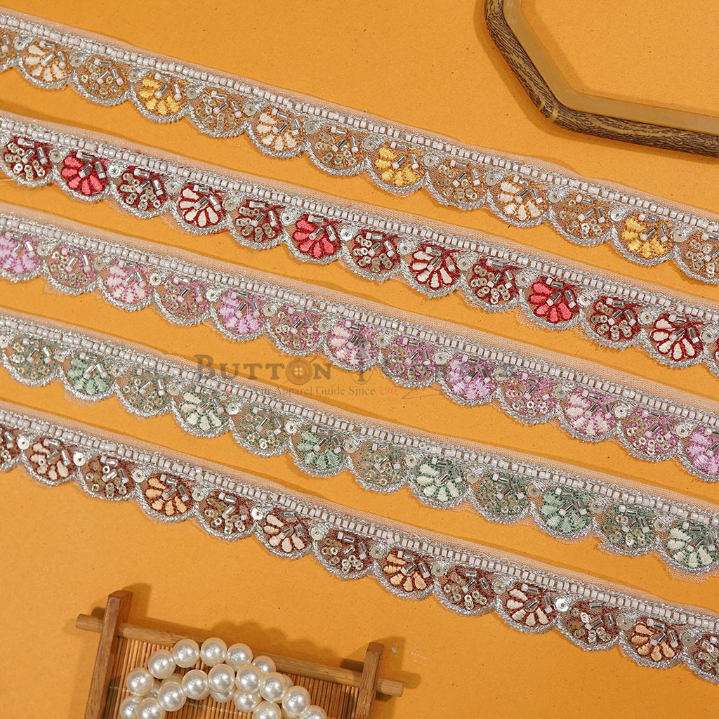 Fancy Glass Beads Sequence Lace
