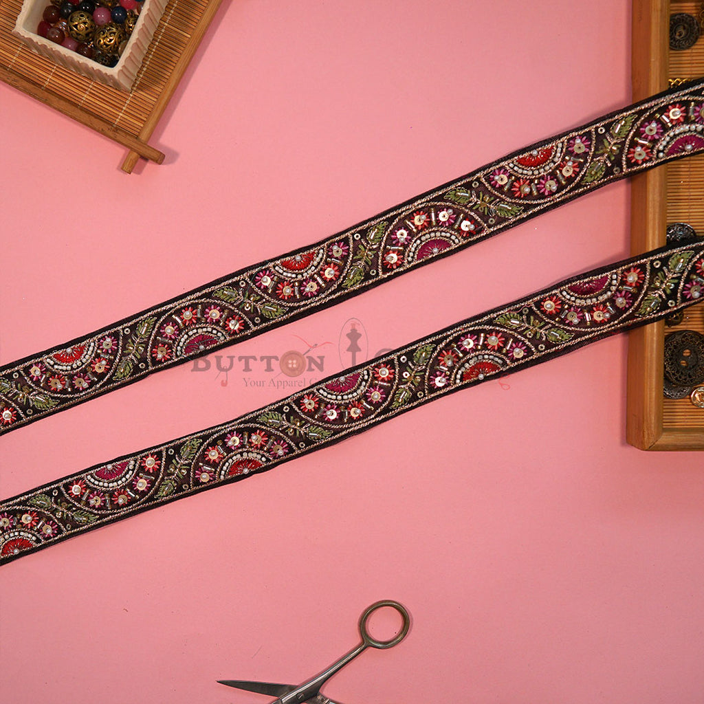 Fancy Glass Beads Sequence Lace