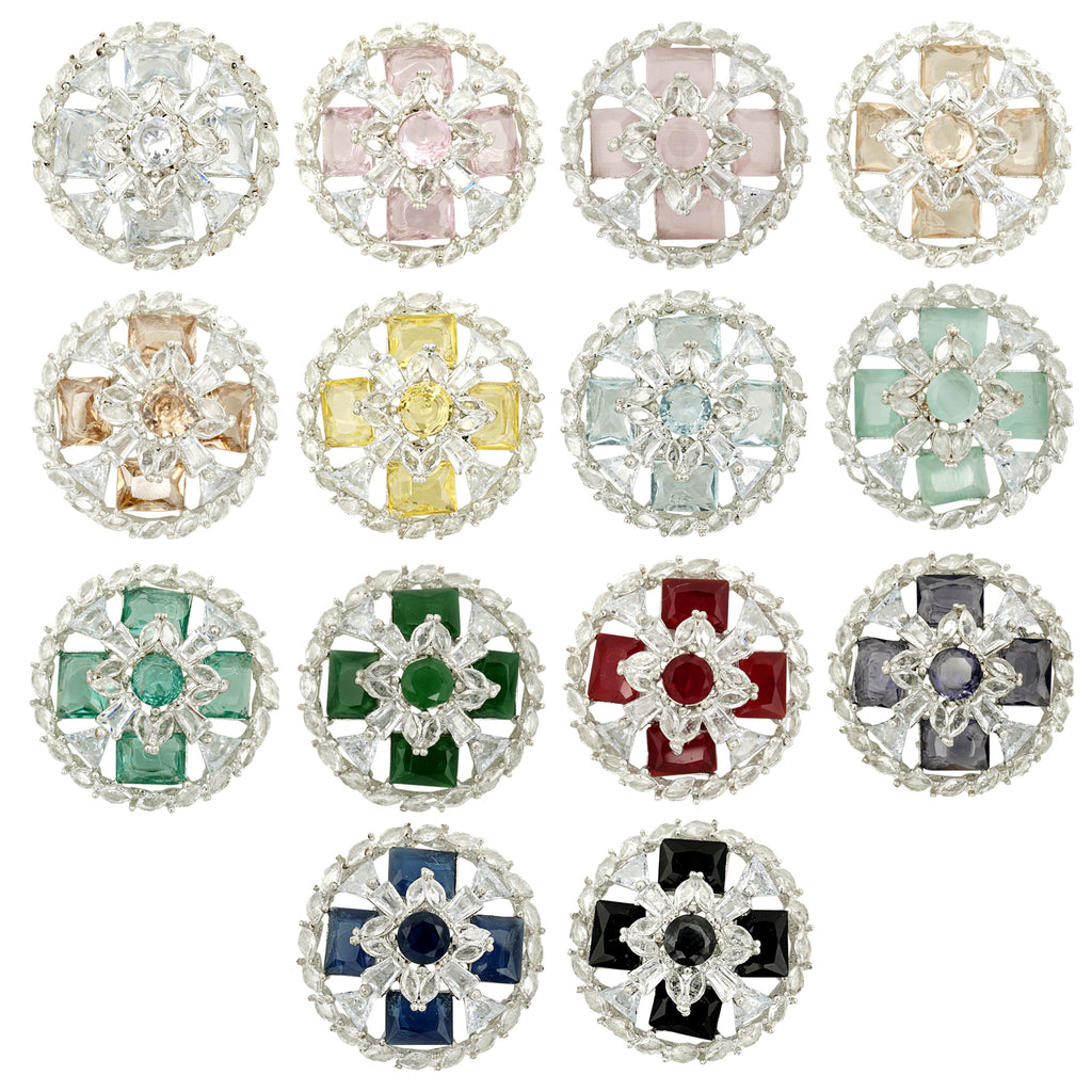 Silver Base Fancy Kundan Button
