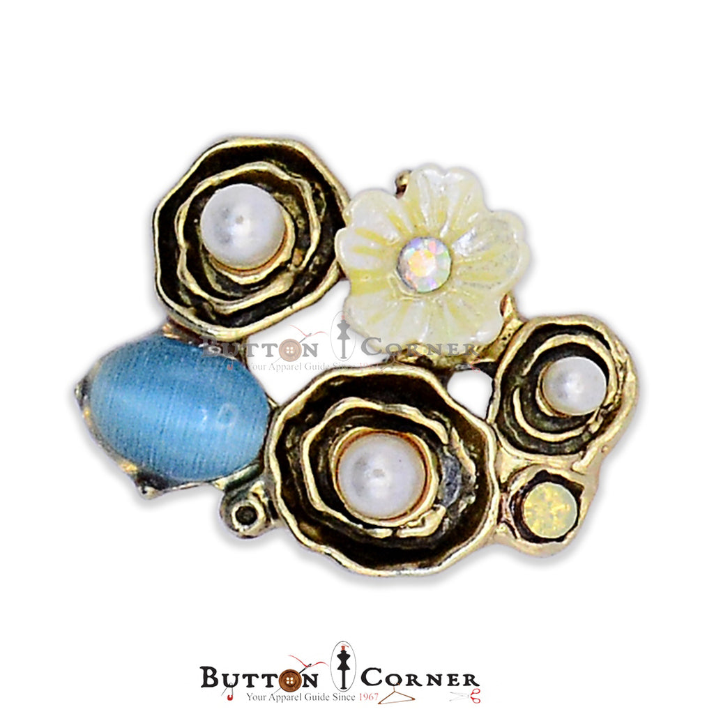 Fancy Button With Pearl & Beads