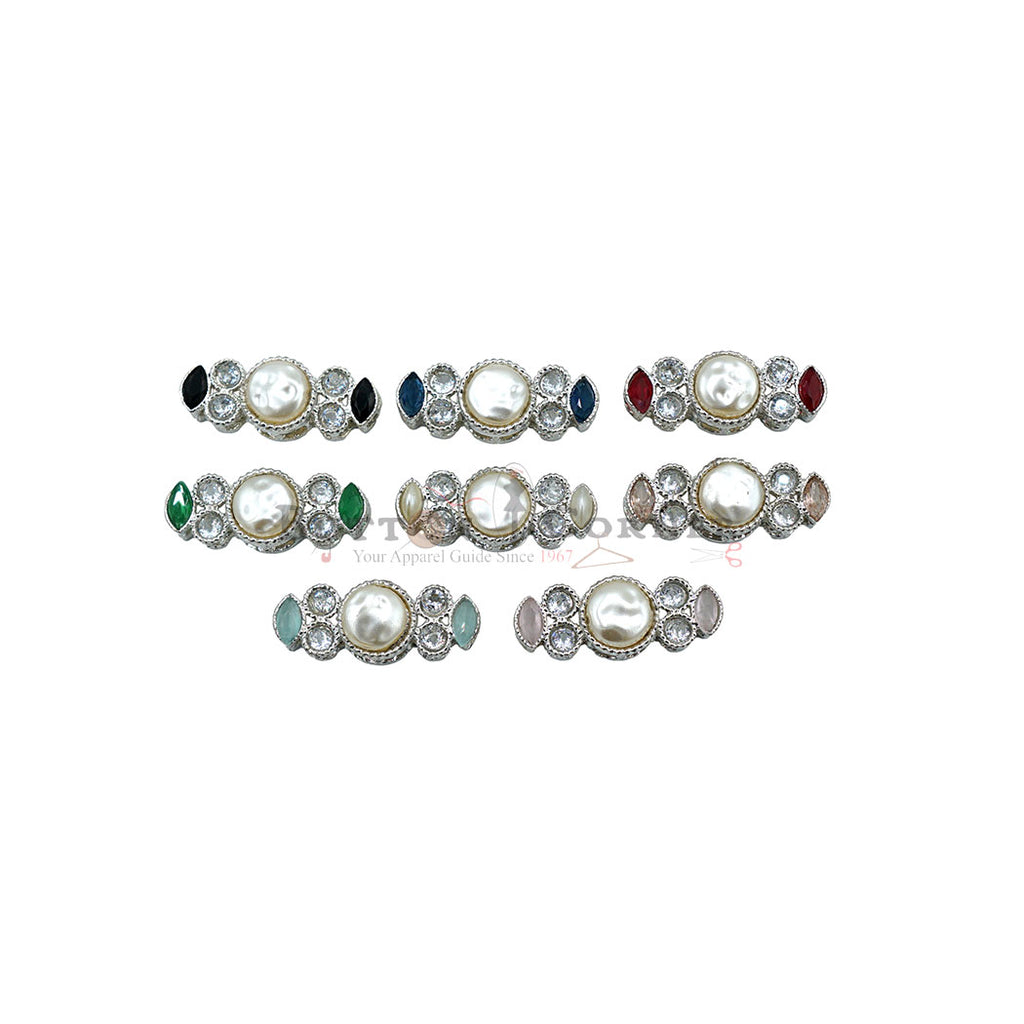 Silver Base Fancy Kundan Button