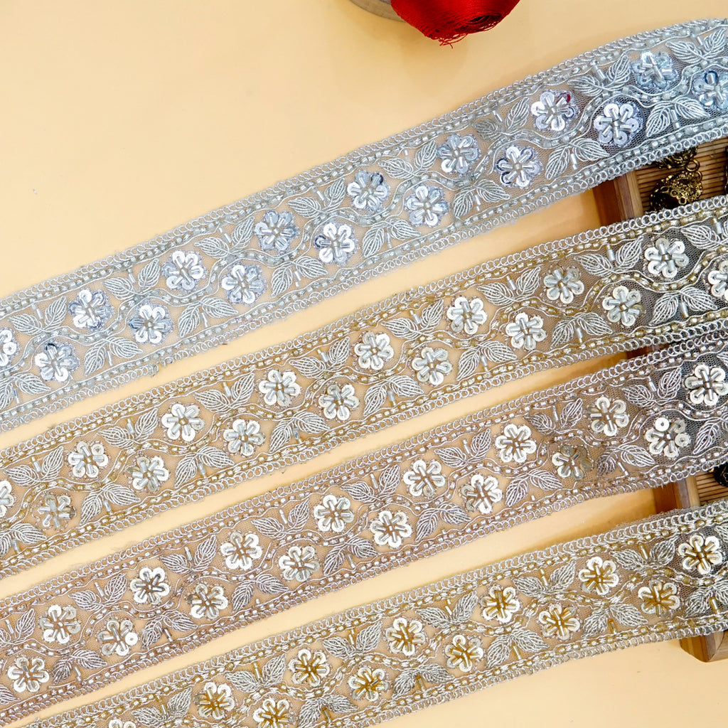 Fancy Glass Beads Sequence Lace
