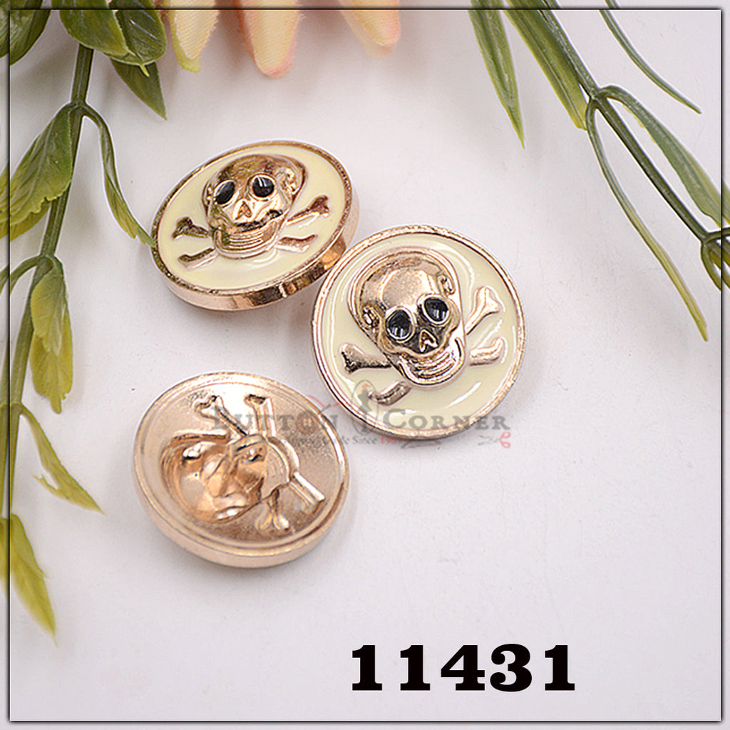 Skull And Cross-Bone Metal Button