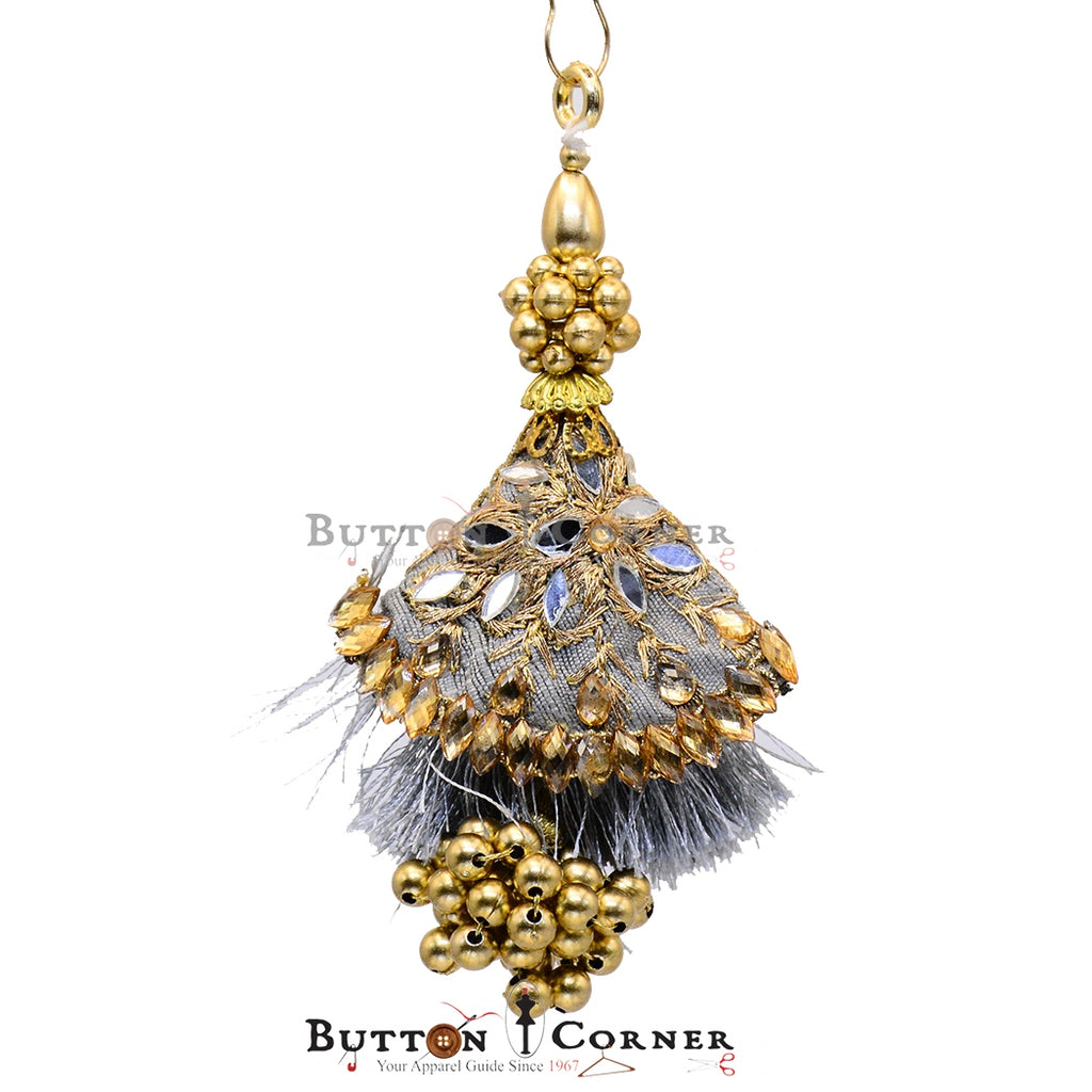 Fancy Kundan Lace With Pearl Tassel – Button Corner