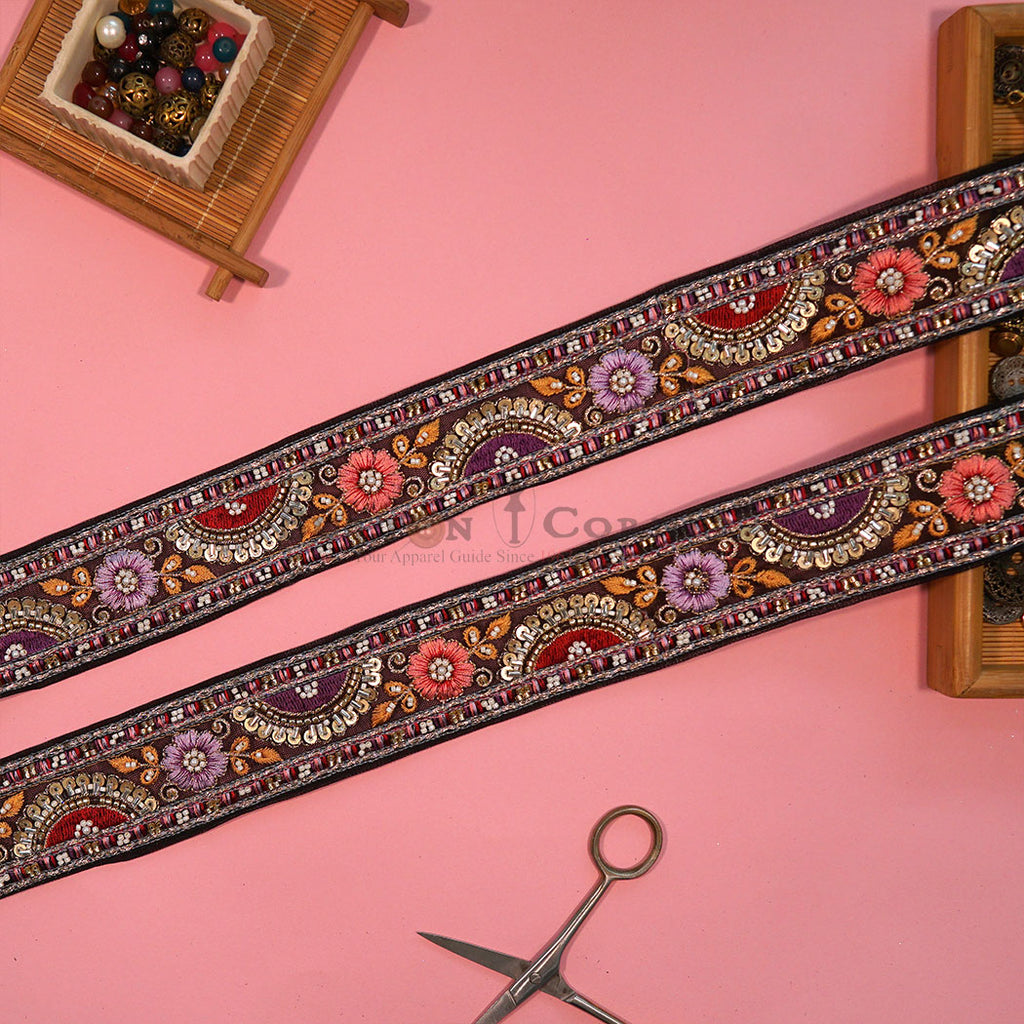 Fancy Glass Beads Sequence Lace