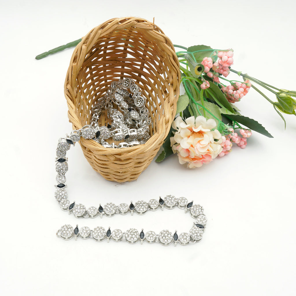 Silver Base Fancy Kundan Lace