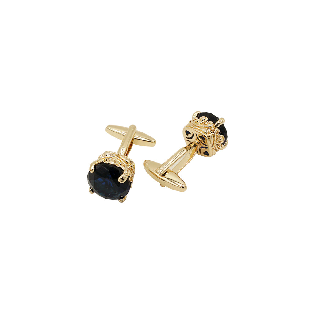 Gold Plated Flower Design Crystal Cufflink