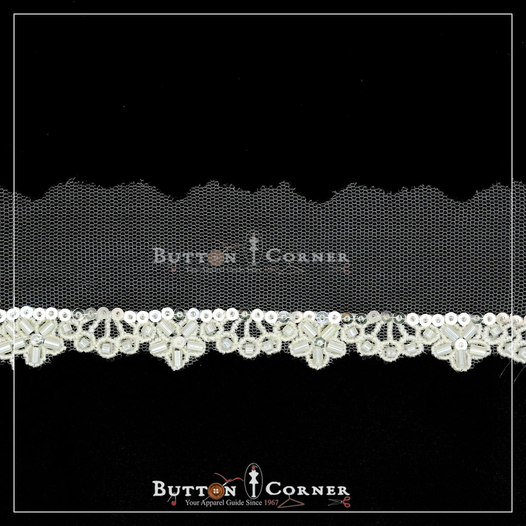 Fancy Glass Beads Sequence Lace