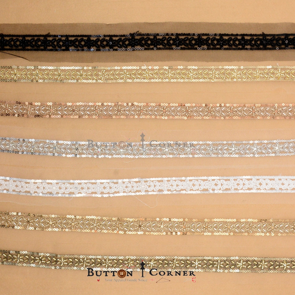 Fancy Glass Beads Sequence Lace